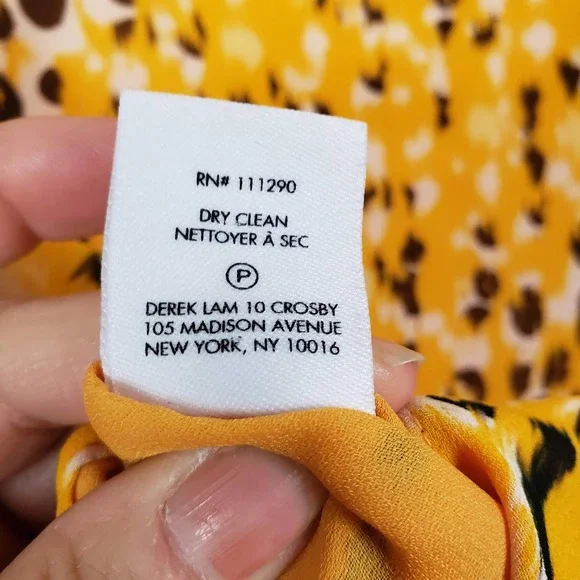 Derek Lam IO Crosby Ruffle Top Blouse Yellow Black Long Sleeve Size 6 - Picture 9 of 9